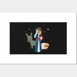 Christmas Nativity Mary and Child Posters and Art